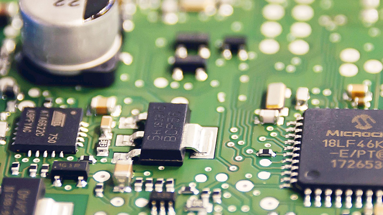 circuit board in detail view