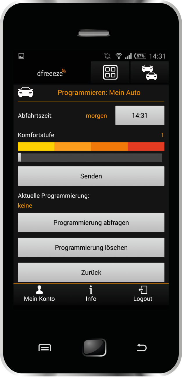 dfreeeze App - Standheizung programmieren